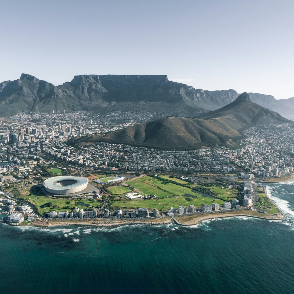 Aierial view of Cape Town city and Table Mountain