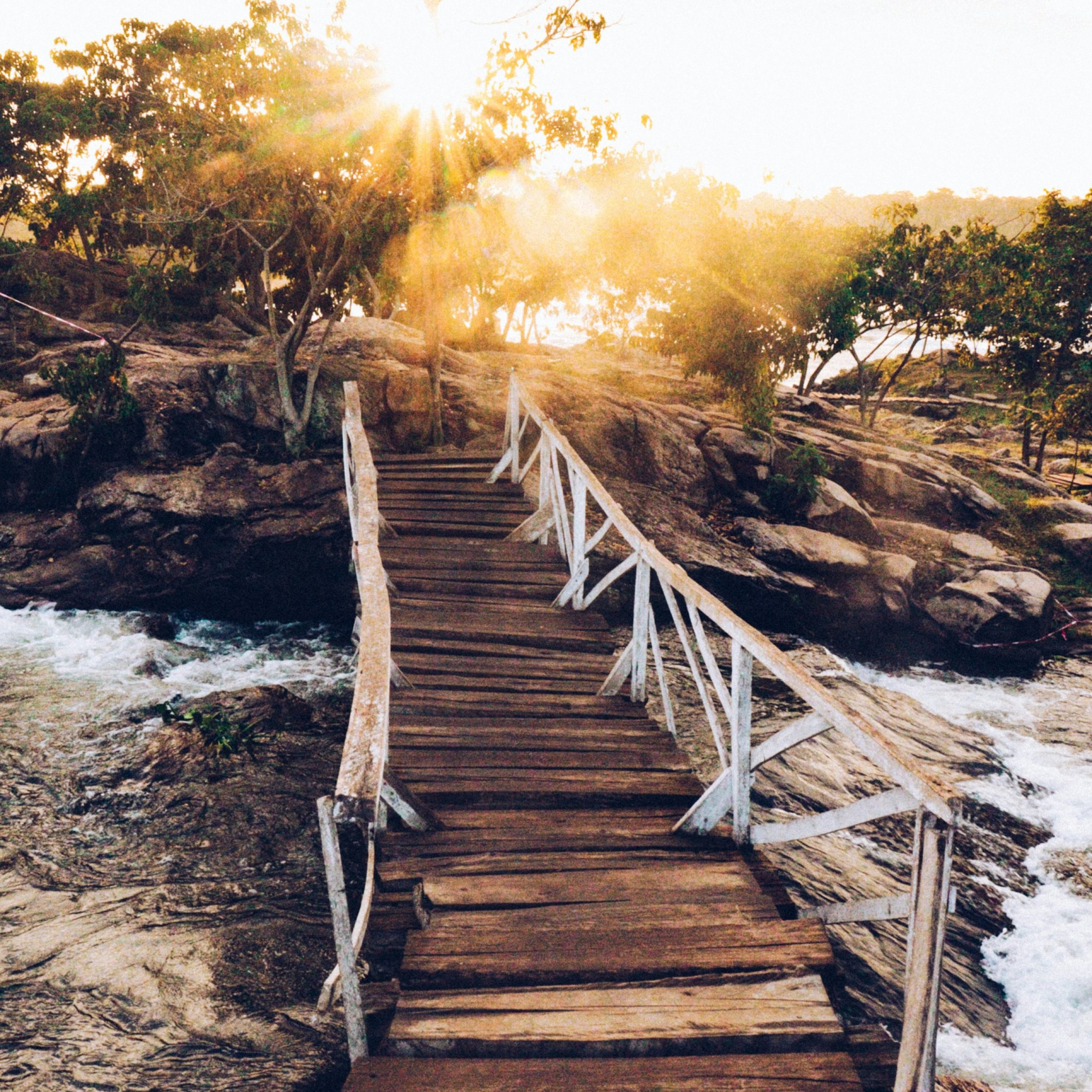 Footbridge across river, Jinja, Uganda