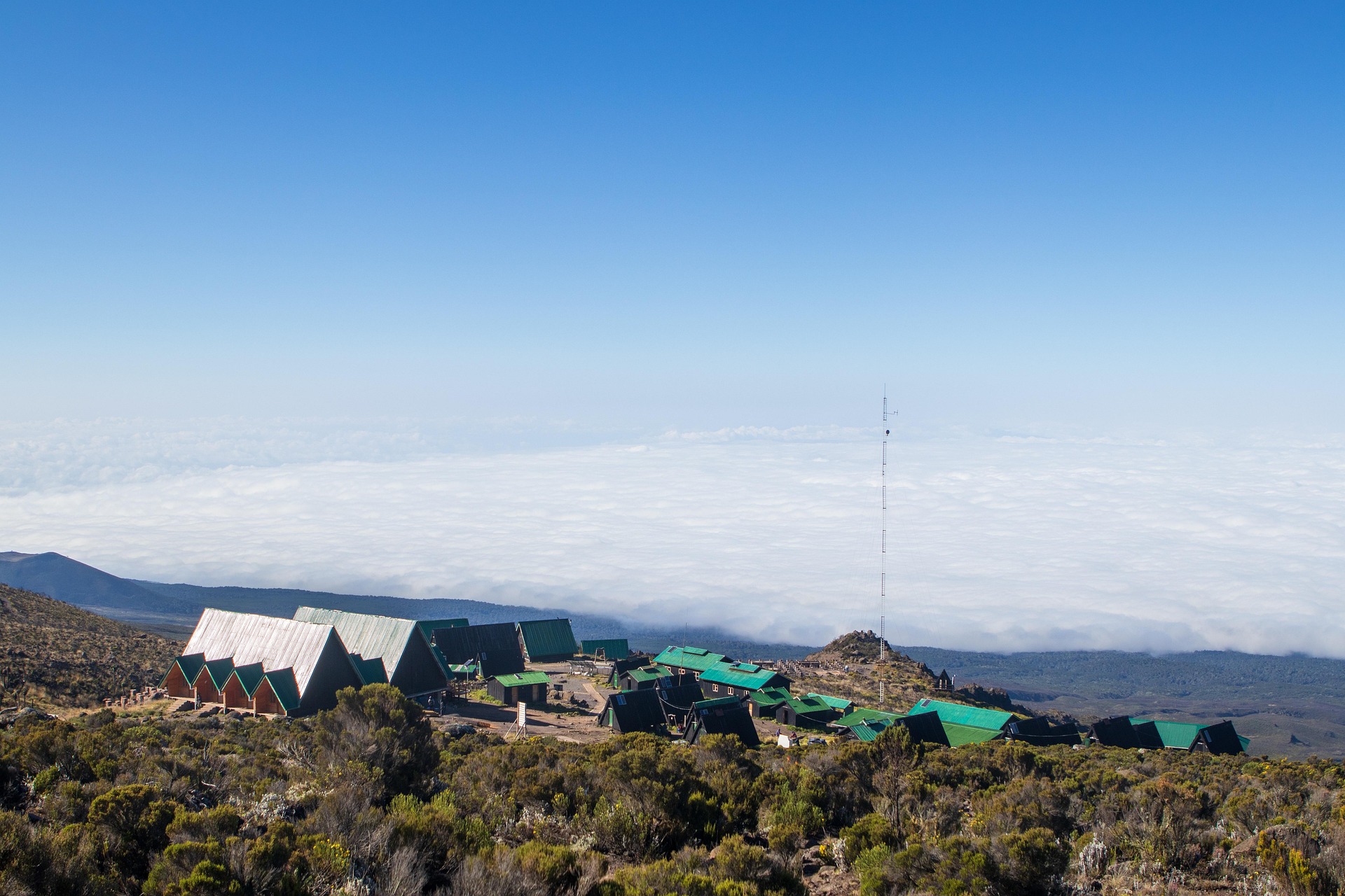 Hutted campsite on Marangu route, Climbing Mount Kilimanjaro