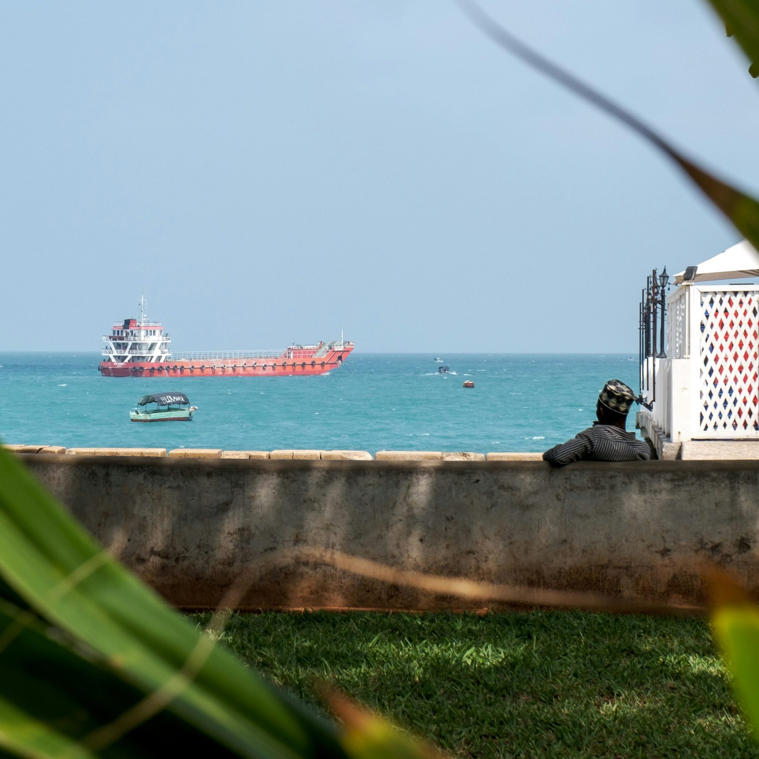 Seafront-promenade-and-ship-seen-through-cycad-leaves-from-Stone-Town-Zanzibar-e1755774941683
