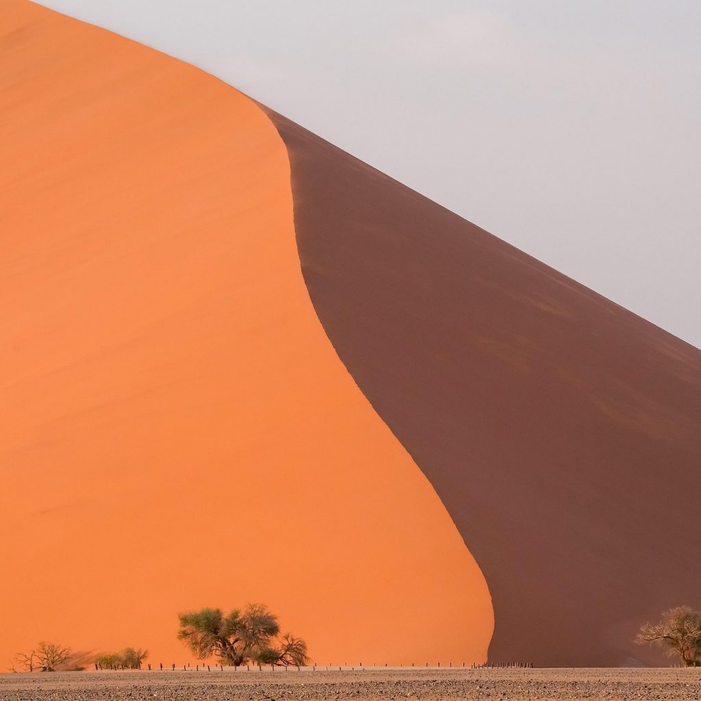 Towering red sand dune of Namib Sand Sea, Namibia, UNESCO World Heritage Site