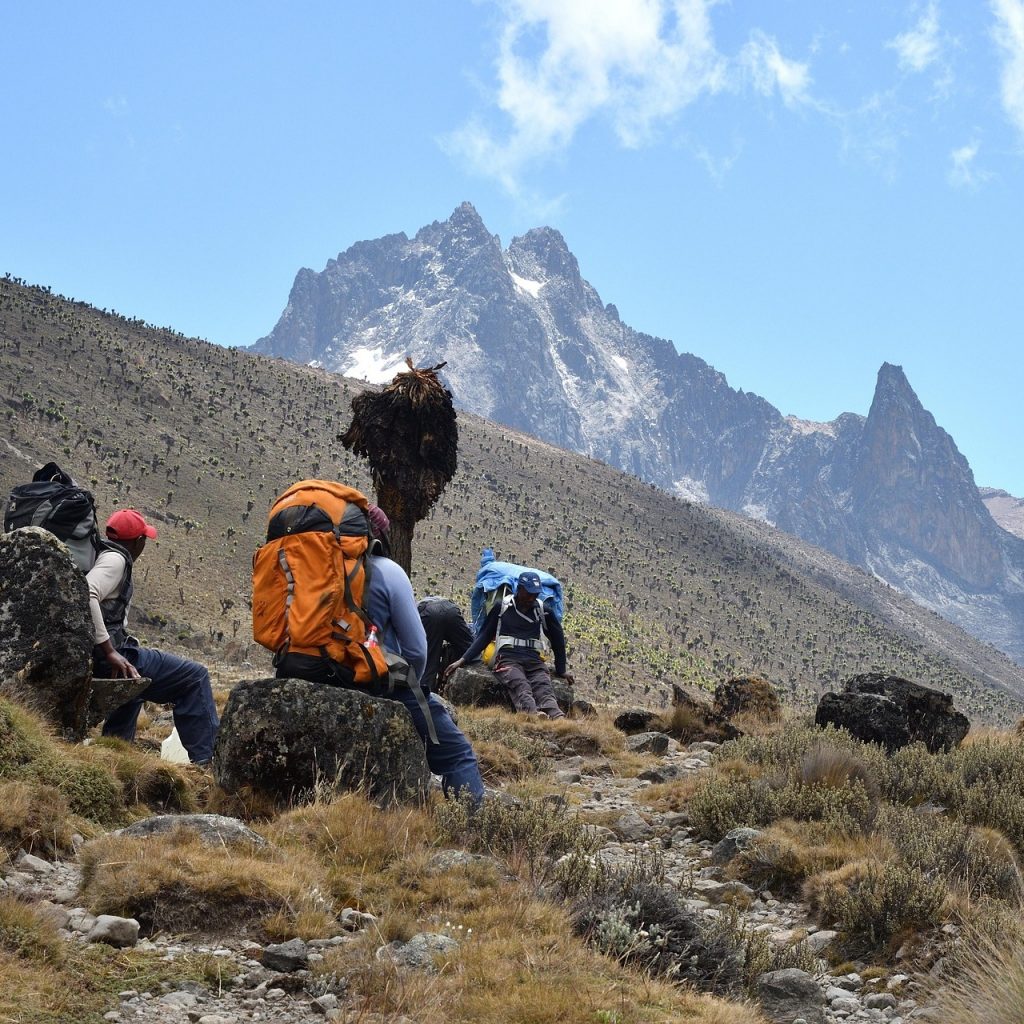 Mount Kenya with trekkers and porters(1)
