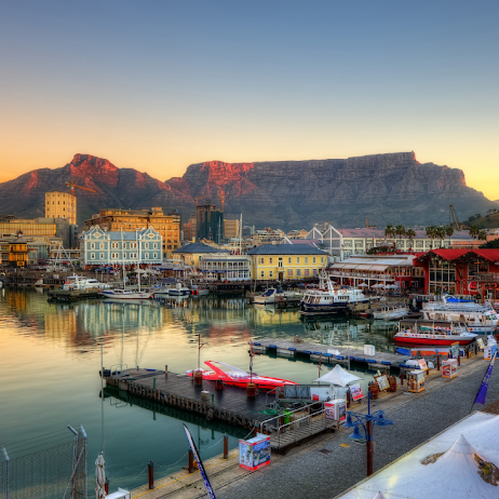 Cape Town Harbor with Table Mountain in the back