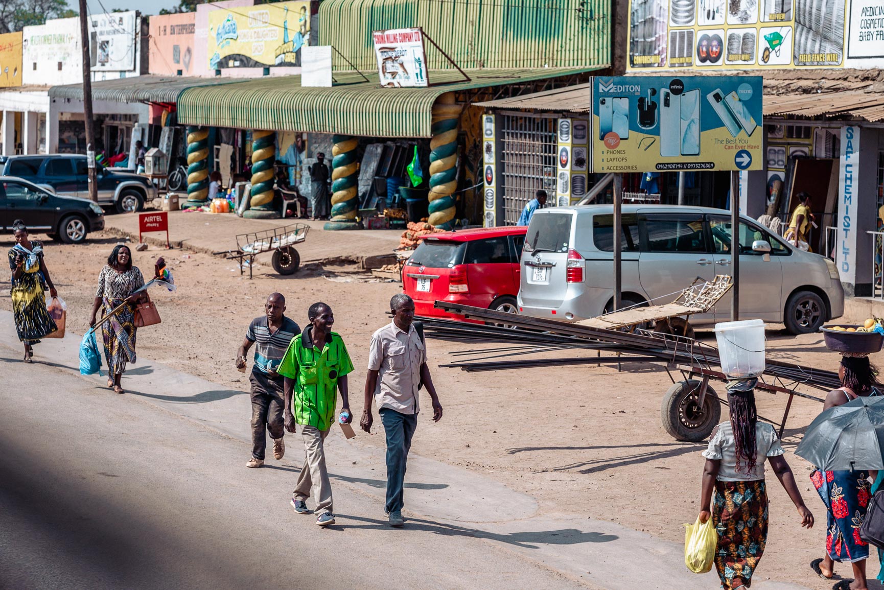 African street scene with pedestrians