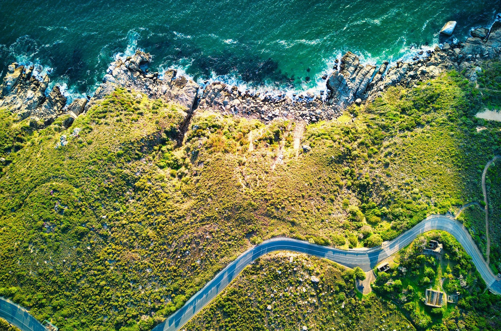 Aerial view of coastal road in SA