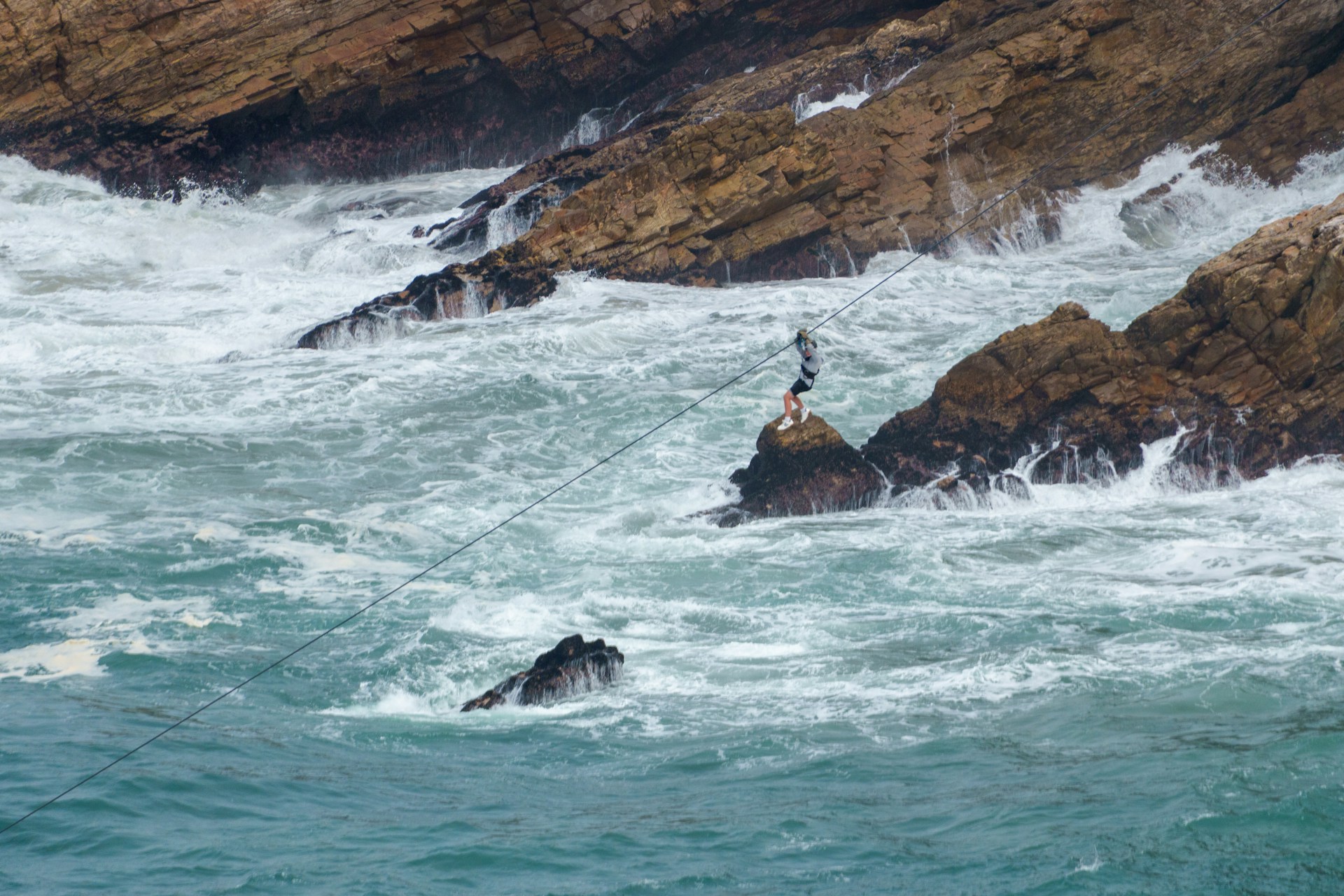 Zipliner over water in Mossel Bay