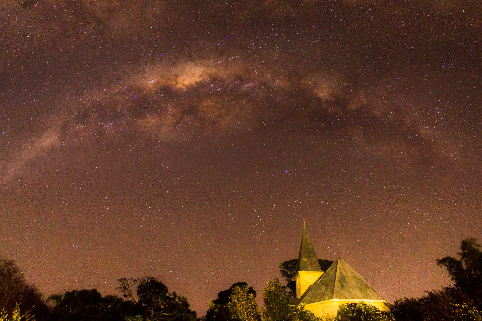 The Milky Way seen above a church in eastern South Africa