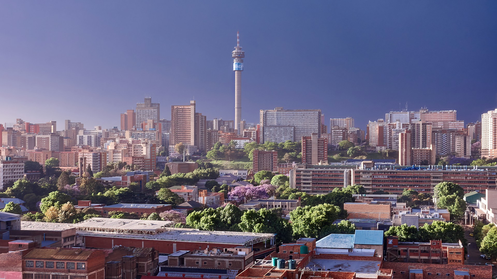 Johannesburg skyline, stormy sky