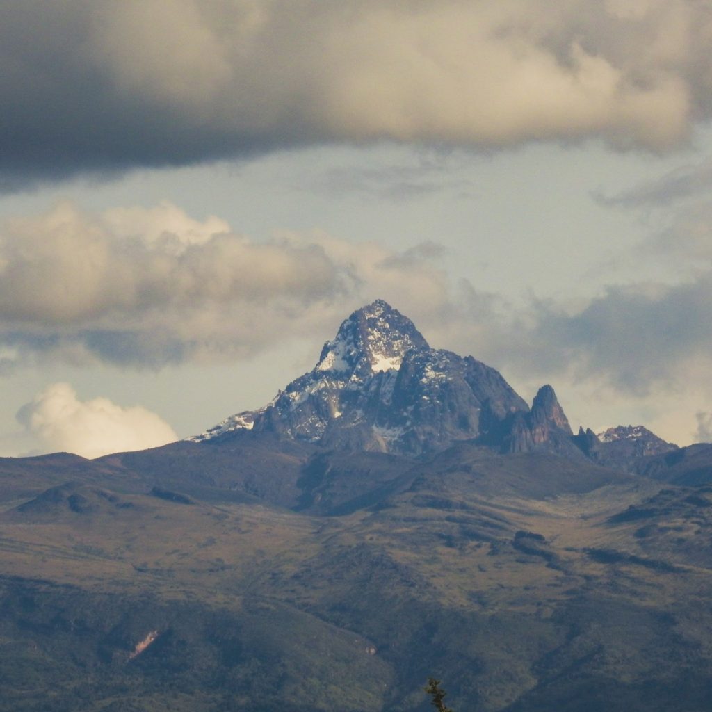 Peak of Mount Kenya seen from a distance