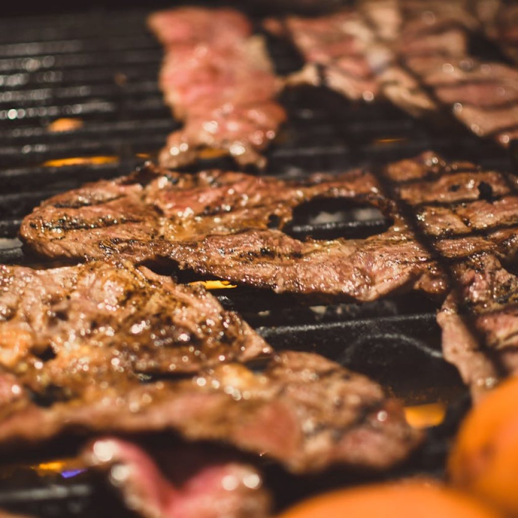 Meat cooking on a braai