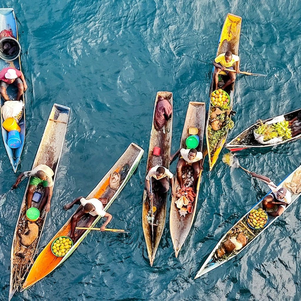 Floating market at my ship's side, shot from the top. Nacala, Mozambique