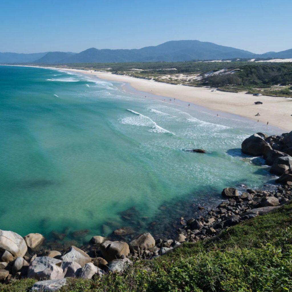 View from sand dune of coastline of southern Mozambique