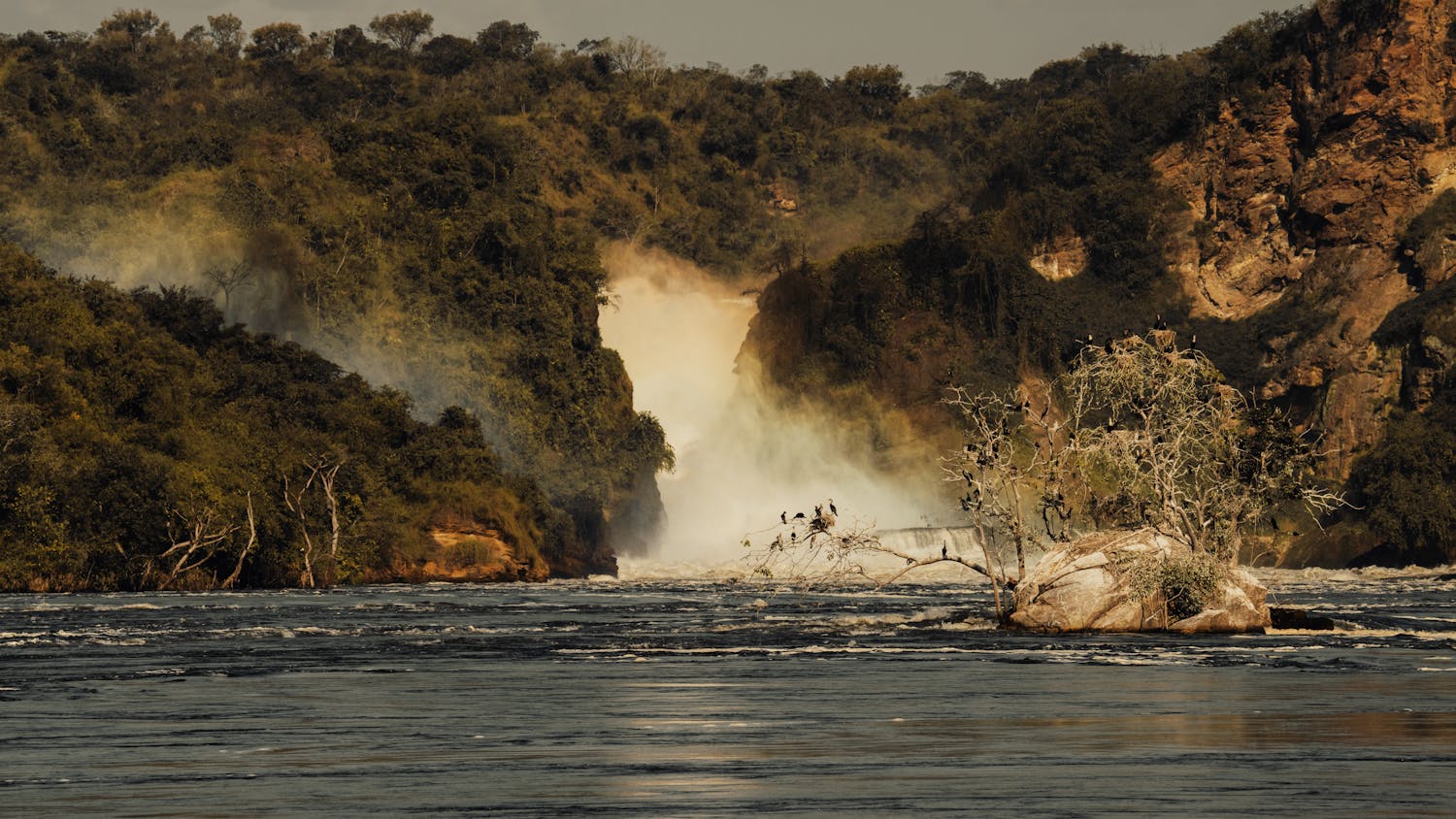 Getting sprayed by Murchison Falls