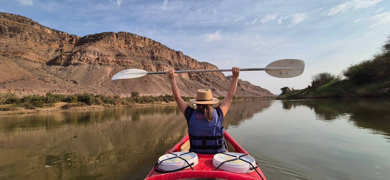 Enjoying a canoe ride on the Orange River