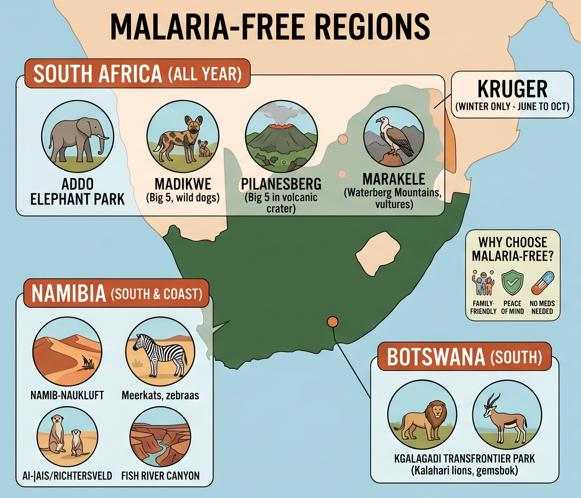 Infograohic on  malaria free regions of South Africa
