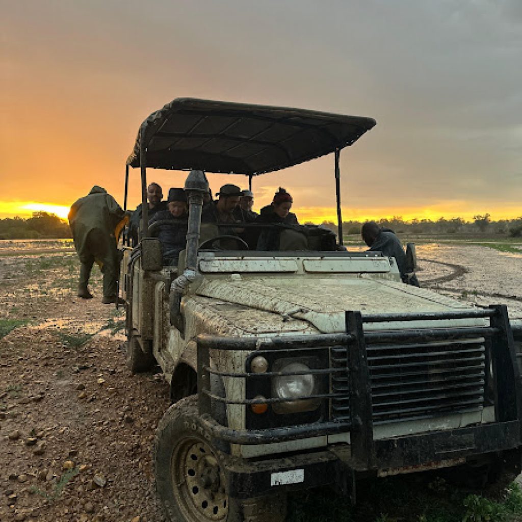 Overland truck at sunset