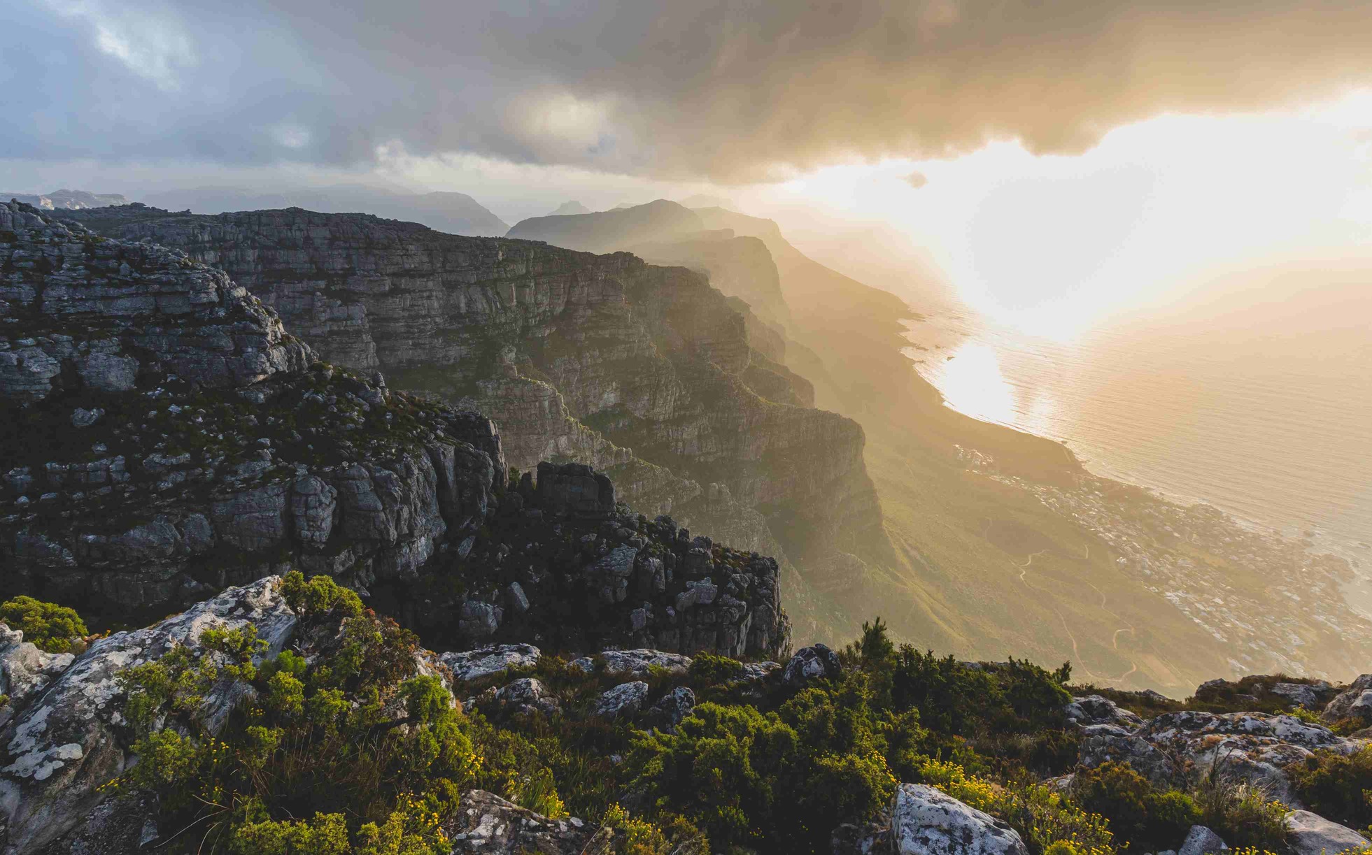 Sunset seen from atop Table Mountain, south-facing view