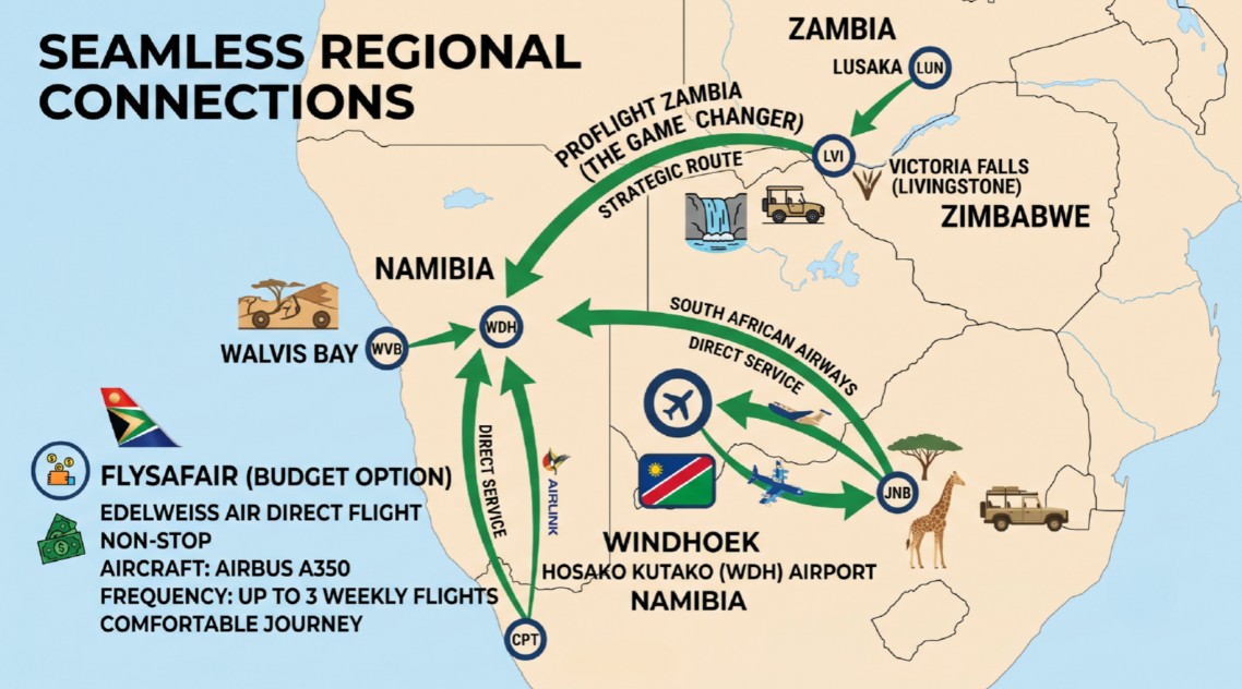 seamless connections from south african airports to windhoek