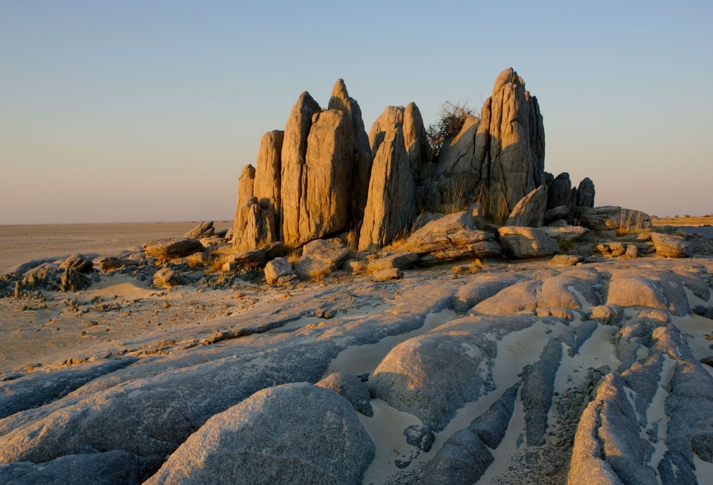 Rock formations on island in Makgadikgadi