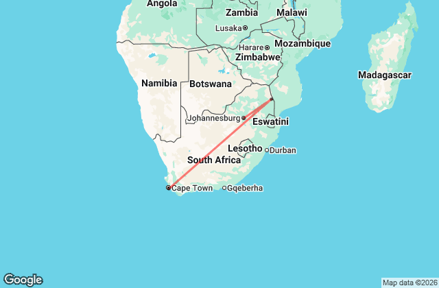 10 Days South Africa Solo Escape Map