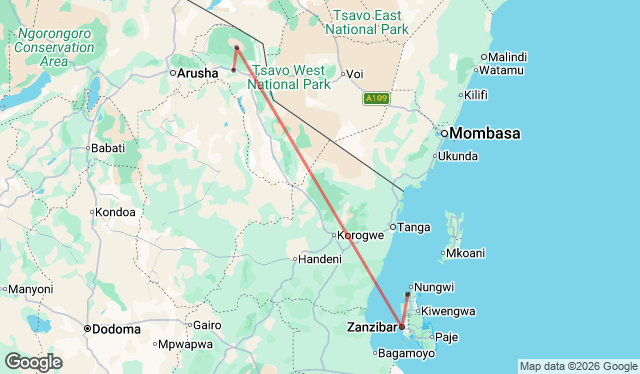 14 Day Kilimanjaro: Scenic Lemosho Route & Zanzibar Map