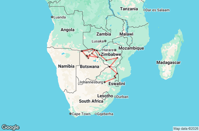 24 Day Wildlife, Culture & Scenic Adventure Map