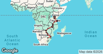 31 Day Nairobi to Johannesburg Tour Map Image
