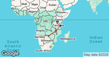 21 Day Nairobi to Livingstone Tour Map Image