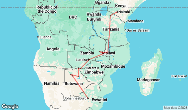 30 Day Johannesburg to Nairobi Adventure Tour