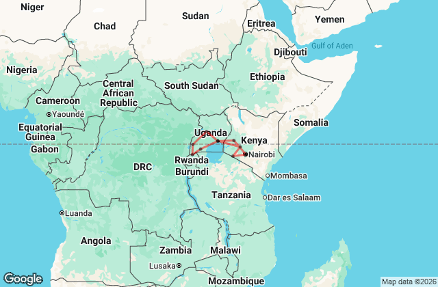 15 Day Kenya Game Parks and Gorillas Safari Map