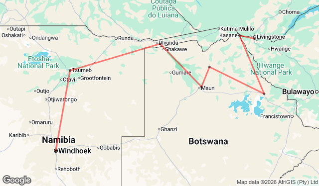 10 Day Okavango Delta and Chobe North Tour