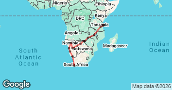 34 day Zanzibar to Cape Town Adventure Tour Map Image