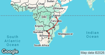 29 Day South Africa to Kenya Overland Map Image