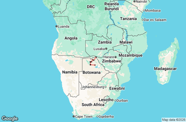 13 Day Botswana Ultimate Wildlife Adventure Map