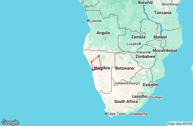 11 Day Namibia’s Iconic Wonders Private Safari Map