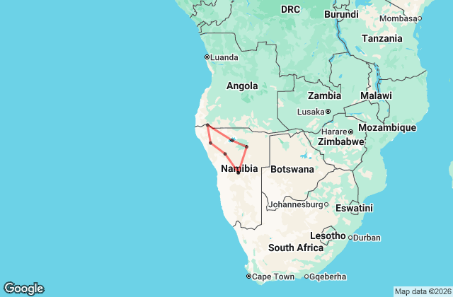 14 Day Northern Namibia Private Safari Map