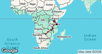 20 Day Epic East & Southern Africa: Nairobi to Victoria Falls Tour Map Image