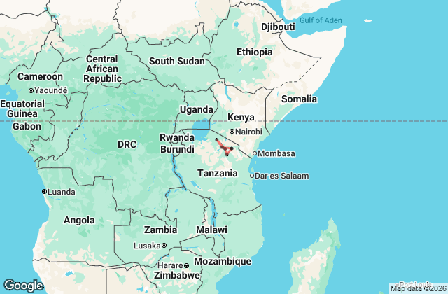 8 Day Tanzania’s Wild Heart : Serengeti & Ngorongoro Safari Map