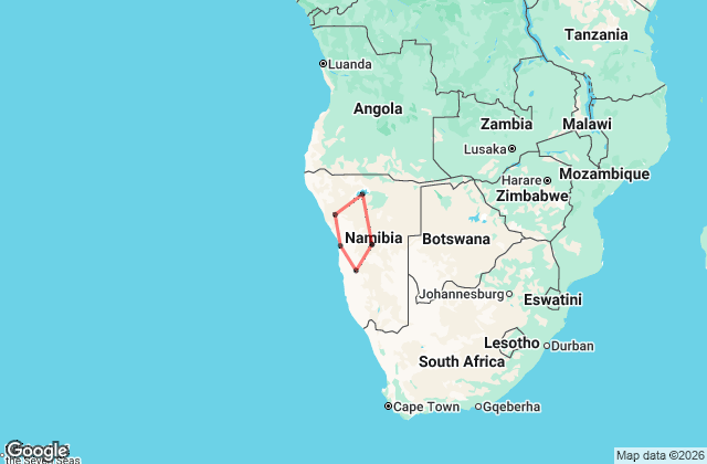 10 Day Namibia Tour Map