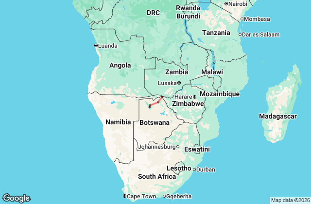 7 Day Botswana Wildlife Family Safari Map