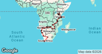 49 Day Cape Town to Kenya Overland Tour Map Image