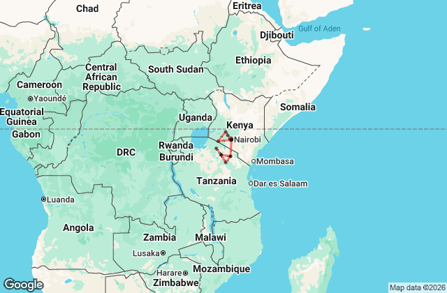 15 Day Kenya and Tanzania Premium Tour Map