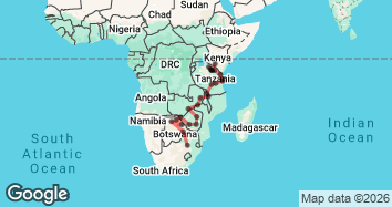37 Day Johannesburg to Nairobi Overland Adventure Map Image