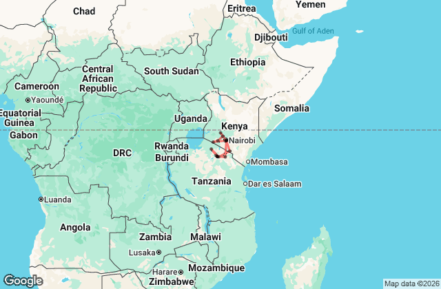 15 Day Masai Mara and Serengeti Adventure Safari Map