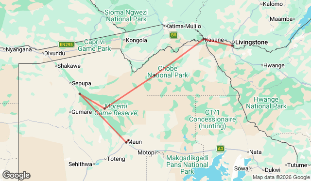 11 Day Classic Botswana Safari Map