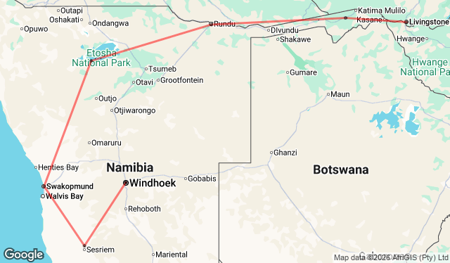 15 Day Namibia and Victoria Falls Tour