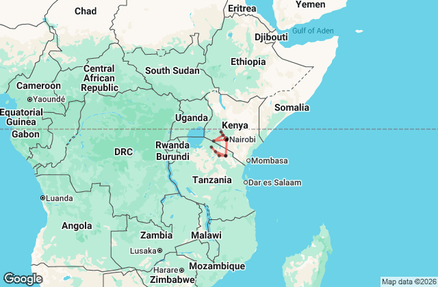 14 Day Kenya and Tanzania Adventure Tour Map