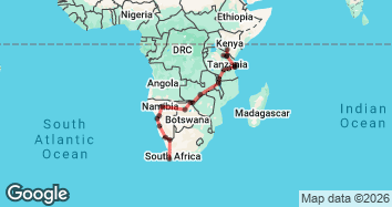 42 Day Cape Town to Nairobi Tour Map Image