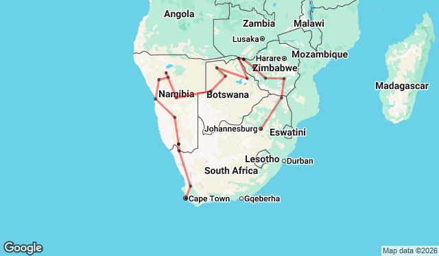 26 Day Cape Town to Johannesburg via Zimbabwe Safari Tour