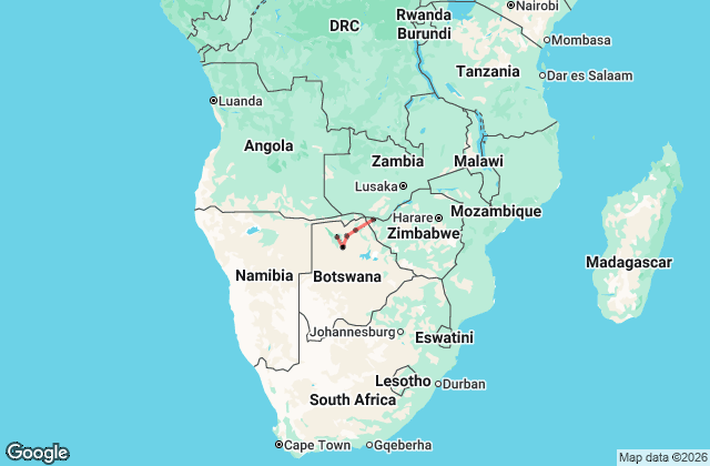 12 Day Botswana Overland Tour Map